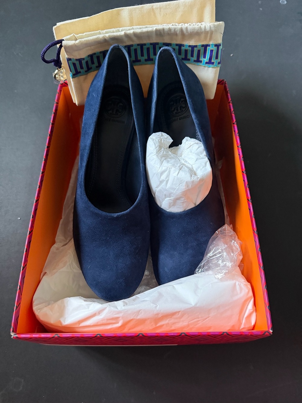 Tory Burch Navy Suede Women’s Pumps - Classic Slip-On Heel